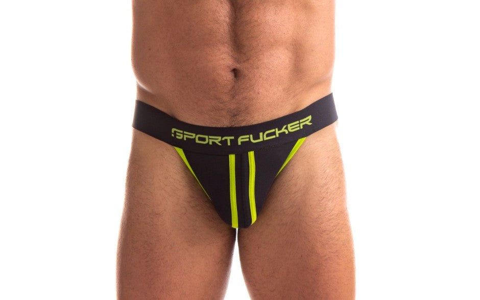 Sport Fucker Jersey Male Jock Strap Black and Green - - Jocks and G-Strings