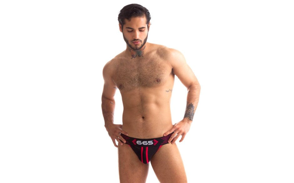 Sport Fucker Rally Mens Sexy Jock Strap Black and Red - - Jocks and G-Strings