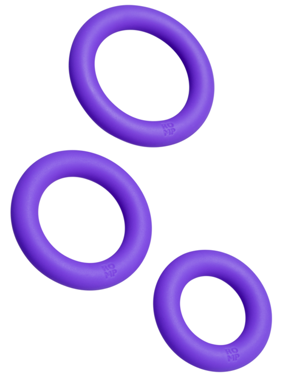 Love Honey Romp Remix Trio Silicone Cock Rings Set - Purple - Cock Ring Sets