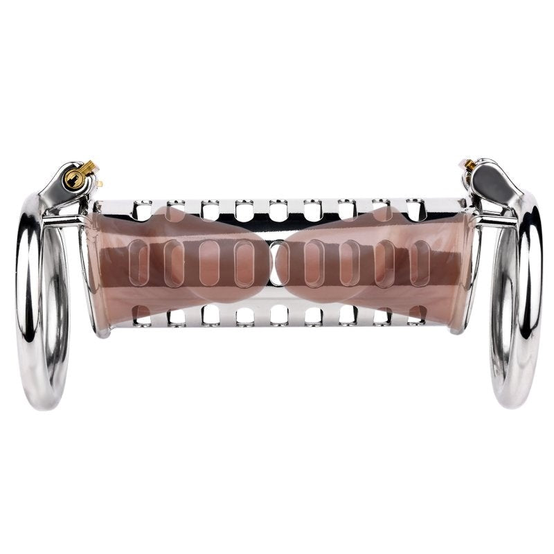 BDStyle Metal Double Ended Chastity Cage Flat Ring - - Male Chastity