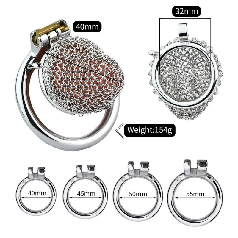 BDStyle Metal Chastity Cage Mesh Male Locks Devices Medium - - Male Chastity
