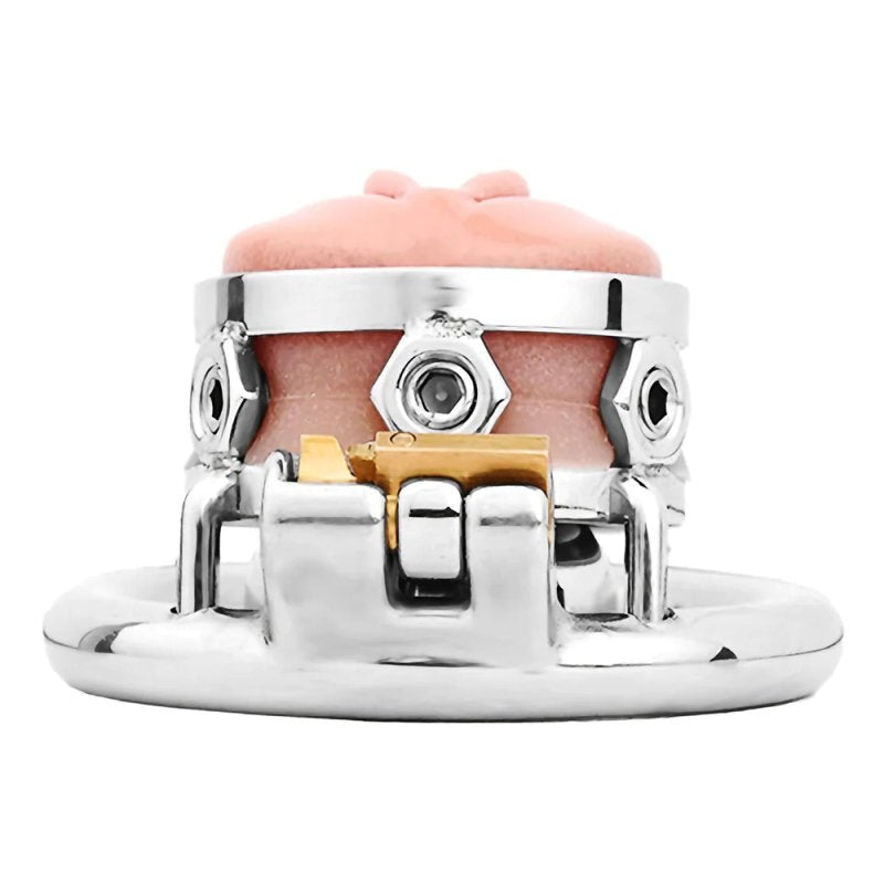 BDStyle Fake Silicone Stainless Steel Male Chastity Cage With Bent Ring - - Male Chastity