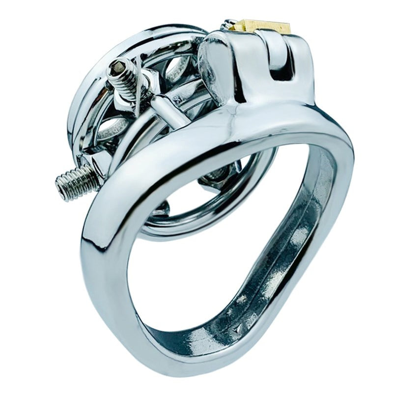BDStyle Rivet Screw Cover Mens Chastity Lock Cage With Flat Ring - - Male Chastity