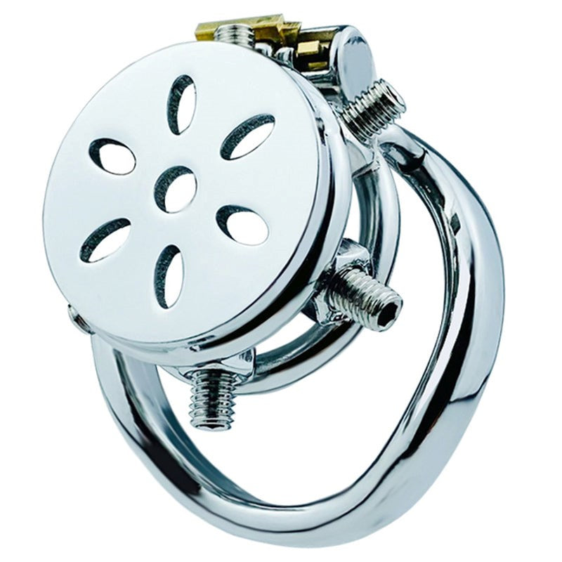 BDStyle Rivet Screw Cover Male Chastity Lock Cage With Bent Ring - - Male Chastity