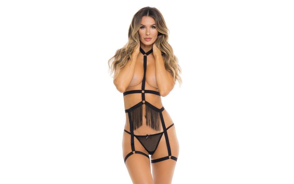 Rene Rofe Rassel Tassel 3 Piece Womens Harness Set One Size Black - Her Fetish