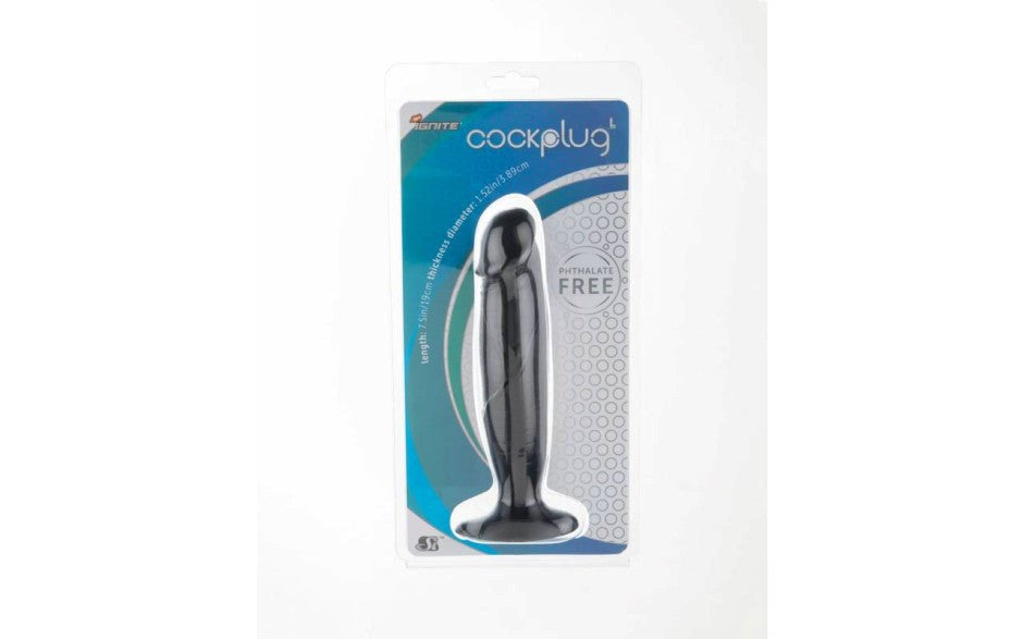 SI Novelties Large Size Realistic Cock Plug Black - Butt Plugs