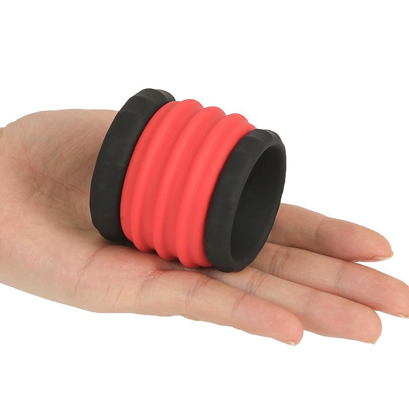 BDStyle Male Scrotum Testicle Squeeze Cock Rings - Red - Stretchy Cock Rings
