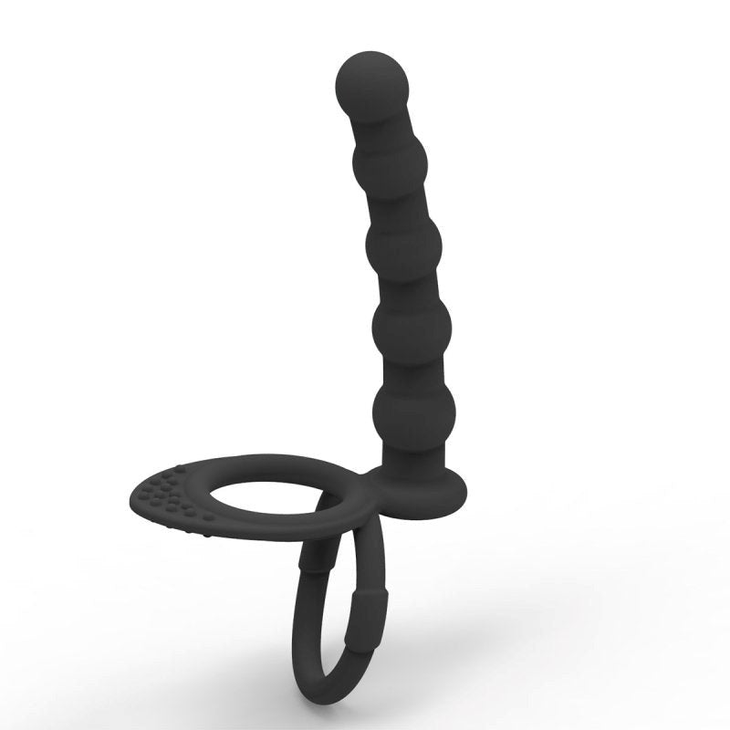 BDStyle Mens Cock and Ball Ring with Anal Beads - - Ball and Cock Toys