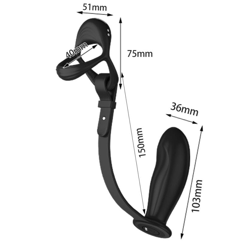 BDStyle Vibrating Cock and Ball Ring With Prostate Plug - - Vibrating Cock Rings