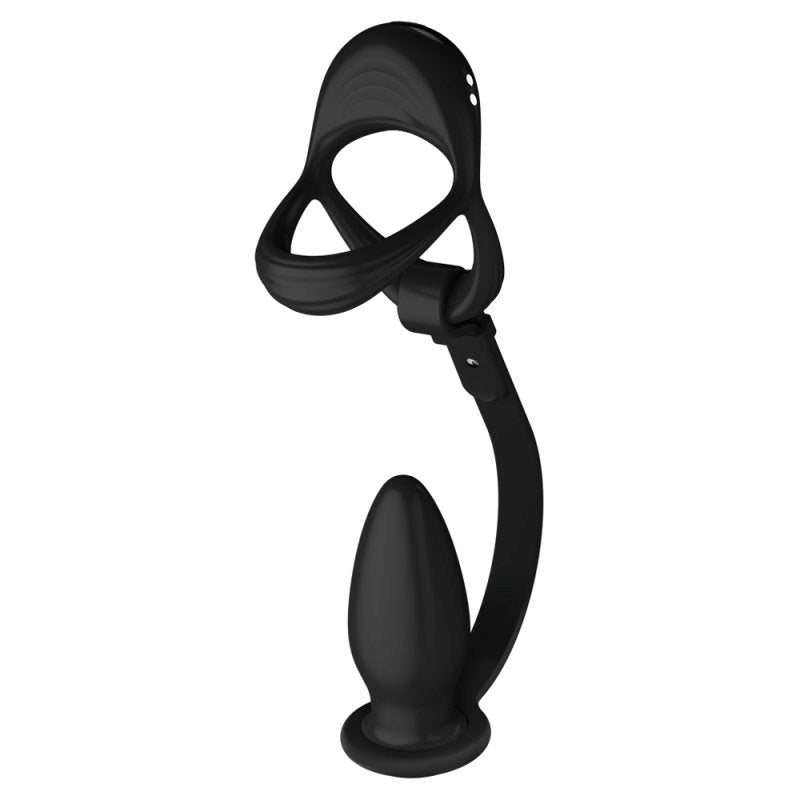 BDStyle 10 Functions Cock and Ball Ring With Anal Plug - - Vibrating Cock Rings