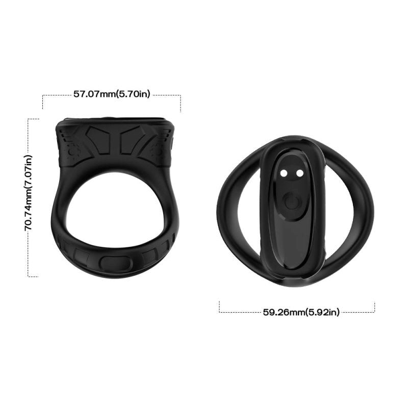 BDStyle 9 Functions Double Cock Ring with Clitoral Stimulator - - Vibrating Cock Rings