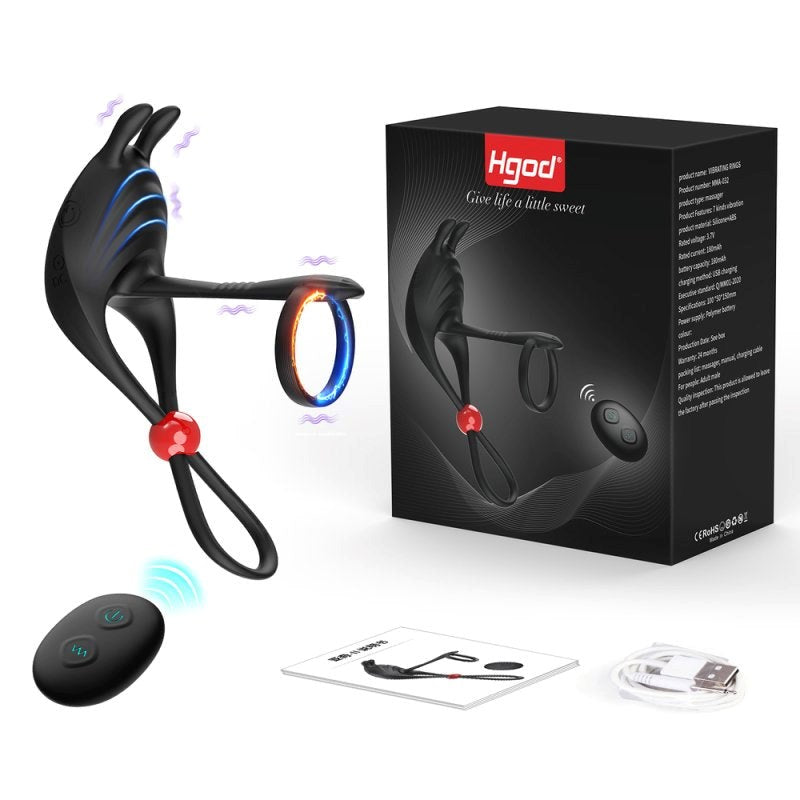 BDStyle Remote Control 7 Functions Adjustable Penis Ring - - Vibrating Cock Rings