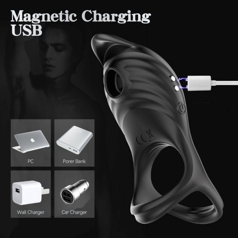 BDStyle 5 Functions Penis Ring Vibrator With Sucking Functions - - Vibrating Cock Rings