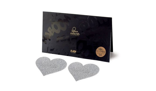 Bijoux Indiscrets SI Flash Bolt Heart Shape Pasties Silver - - Breast and Nipple Toys