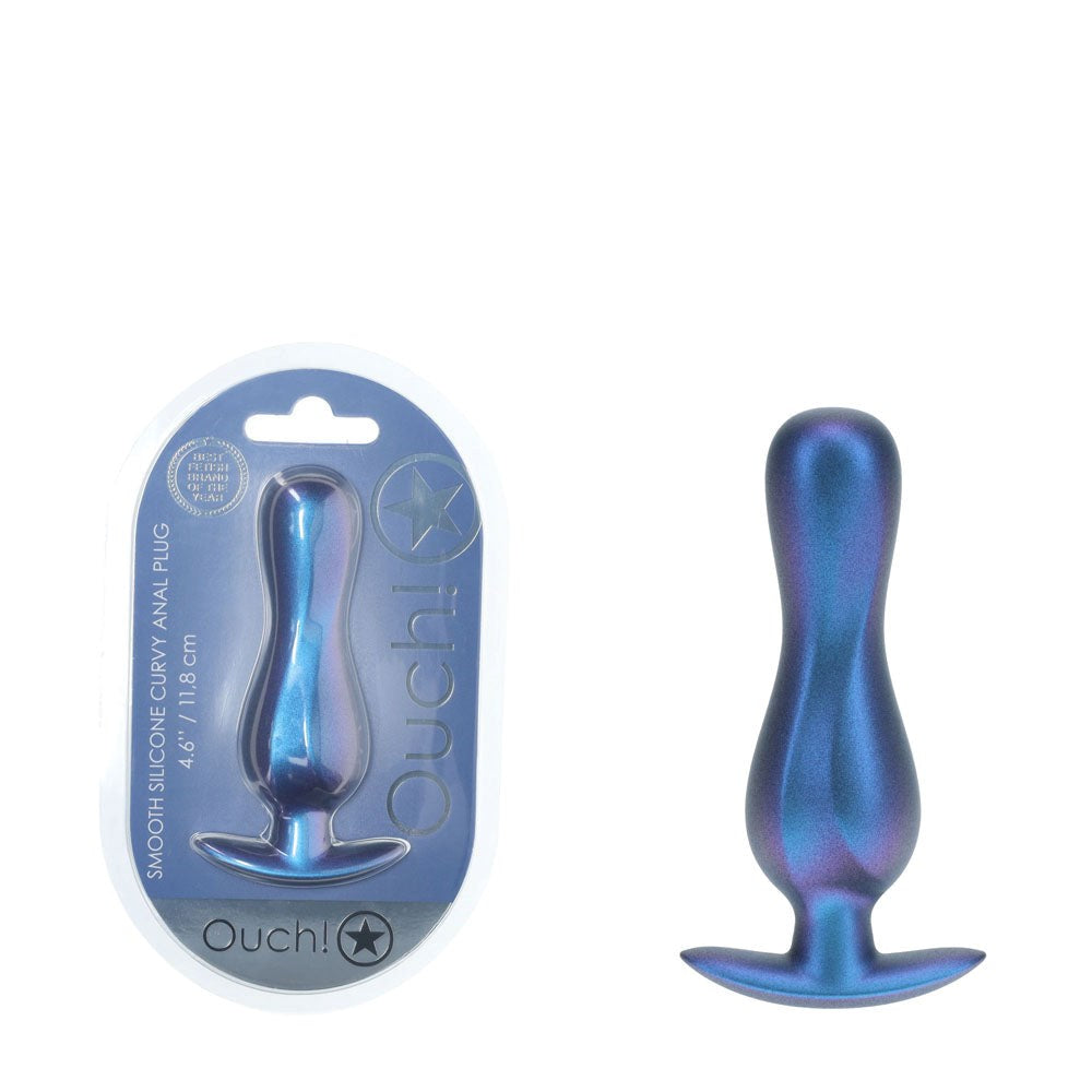 Shots OUCH! Curvy 11.7 cm Metallic Silicone Anal Plug - - Butt Plugs