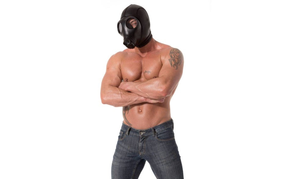 XTRM Neoprene Gas Mask Bondage Hood - - Bondage Hoods