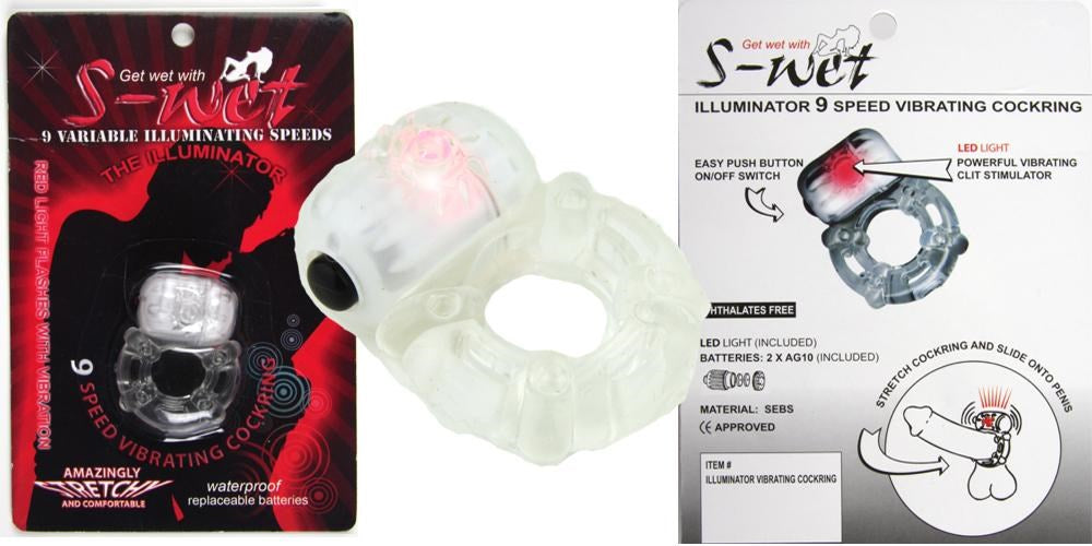 NU Sensuelle S Wet Illuminator Vibrating Cock Ring Clear - Vibrating Cock Rings