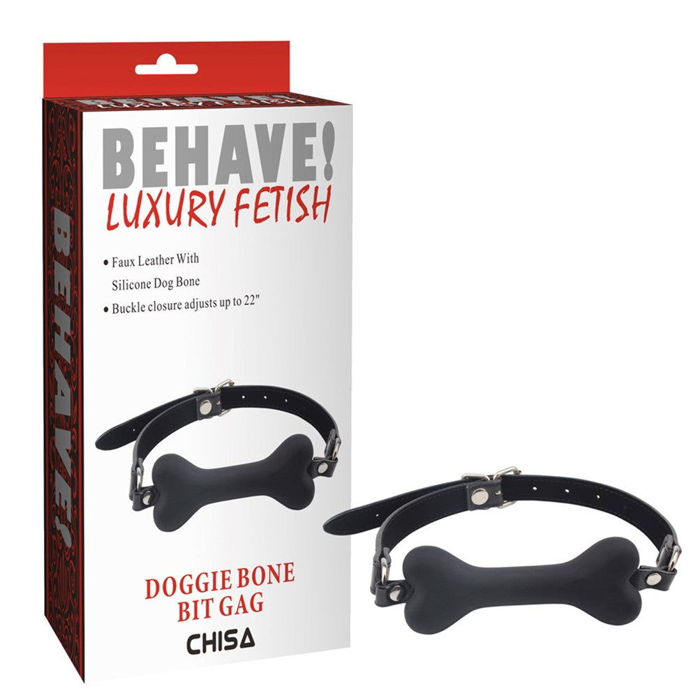 Behave Doggie Bone Adjustable BDSM Play Bit Gag - Bondage Gags and Bits