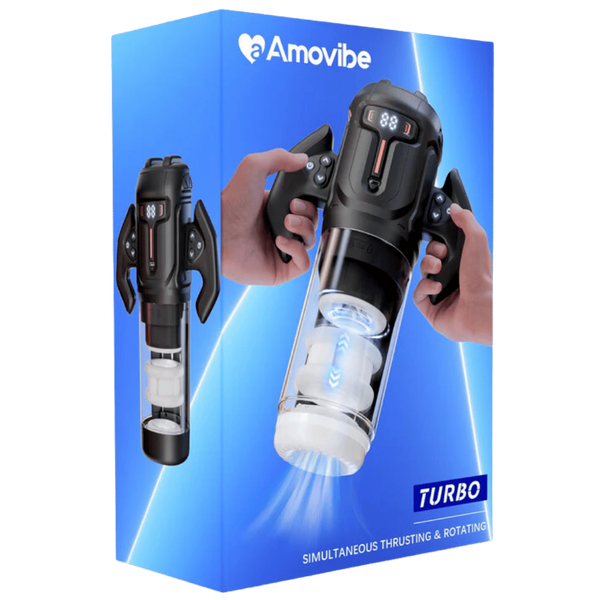 Amovibe Turbo Thrusting and Rotating Male Masturbator Black - - Masturbators and Strokers