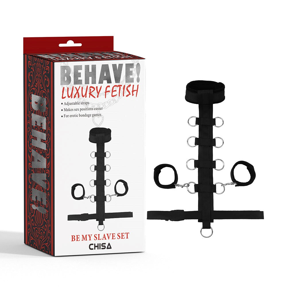 Behave Be My Slave Bondage Set Black - - Cuffs And Restraints