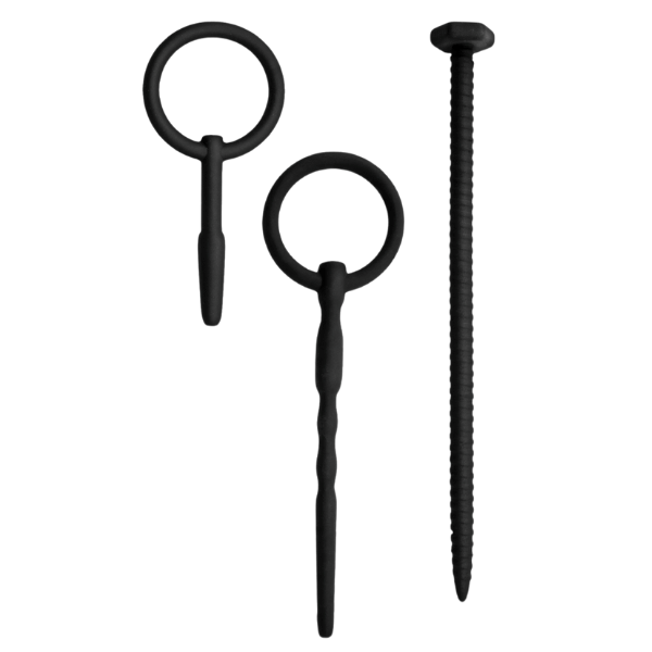 Knot Knot Screw Silicone Urethral Sounding Kit Black - - Urethral Sounds