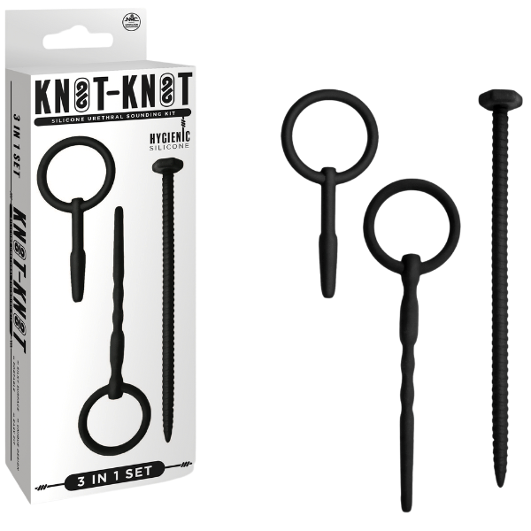 Knot Knot Screw Silicone Urethral Sounding Kit Black - - Urethral Sounds