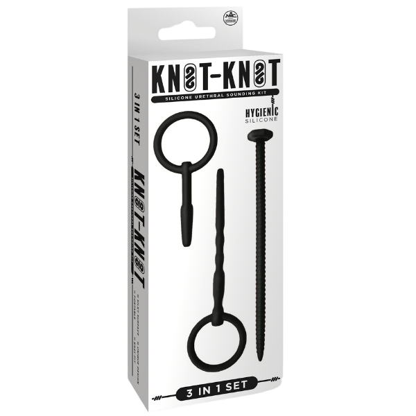 Knot Knot Screw Silicone Urethral Sounding Kit Black - - Urethral Sounds