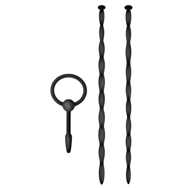 Knot Knot Twist Silicone Urethral Sounding Kit Black - - Urethral Sounds