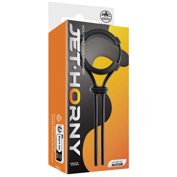 Jet Horny Adjustable Silicone Mens Cock Ornament Black - - Stretchy Cock Rings