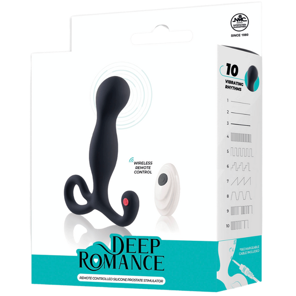 Deep Romance Remote Controlled Silicone Prostate Stimulator Black - - Prostate Toys