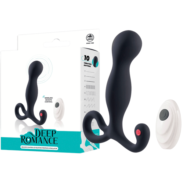 Deep Romance Remote Controlled Silicone Prostate Stimulator Black - - Prostate Toys