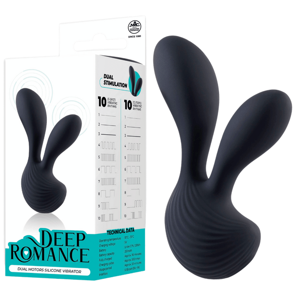 Deep Romance Dual Motors G Spot Silicone Vibrator Black - - G-Spot Vibrators