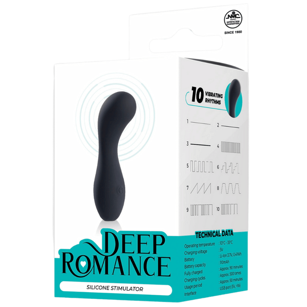 Deep Romance One Touch Control G Spot Silicone Stimulator Black - - G-Spot Vibrators