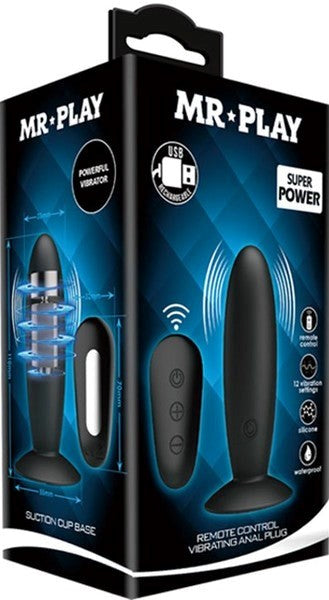 Mr Play Remote Control Vibrating Anal Plug Black - - Butt Plugs