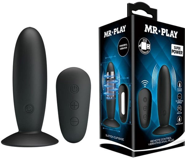 Mr Play Remote Control Vibrating Anal Plug Black - - Butt Plugs