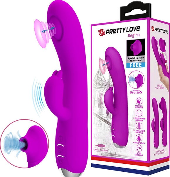 Pretty Love Rechargeable Regina Pulsating Rabbit Vibrator Purple - - Rabbit Vibrators
