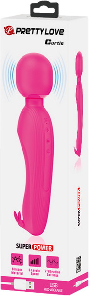 Pretty Love Rechargeable Curtis Vibrating Body Wand Pink - - Body Wands