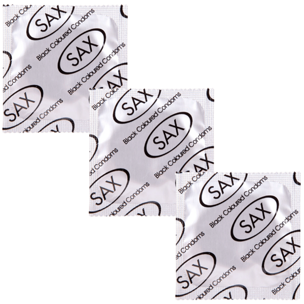 Sax Black Straight Shafted Smooth Latex Condoms 144 Pack - - Condoms