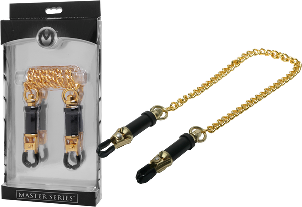 Master Series Deluxe Adjustable Bondage Nipple Clamps - Nipple and Clit Clamps