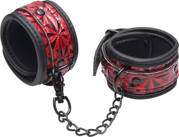 Master Series Crimson Tied Embossed Bondage Ankle Cuffs - Cuffs And Restraints
