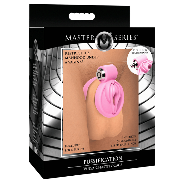 Master Series Pussification Vulva Male Chastity Cage - - Male Chastity