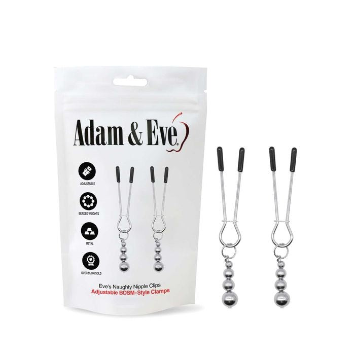 Adam and Eve 2 Piece Naughty Nipple Clips Set - Nipple and Clit Clamps