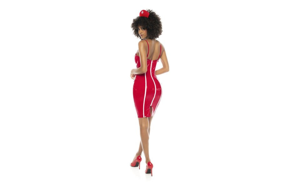 Mapale Halloween Party Nurse Costume Vinyl Red - - Fancy Dress Ups