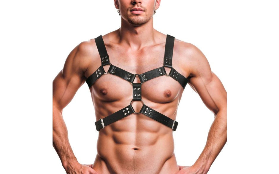 Strict 6 O-Ring BDSM Play Adjustable Chest Harness - - Cuffs And Restraints