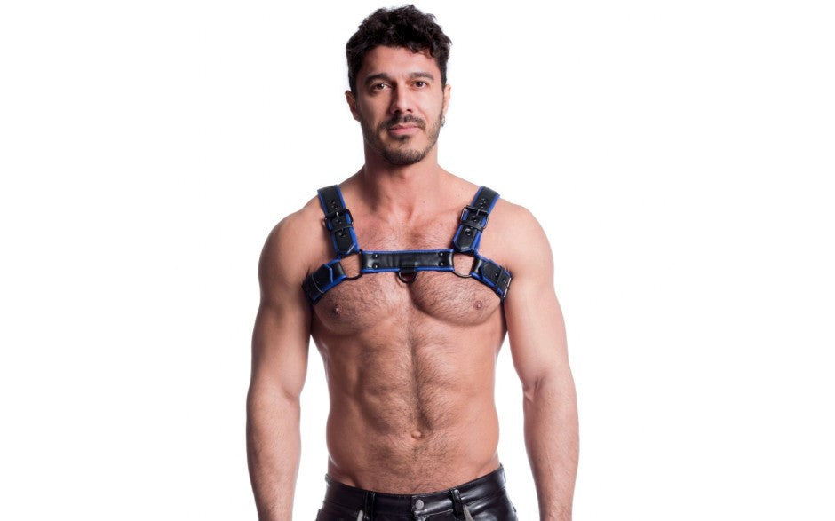 Sport Fucker Vegan Bulldog Bondage Harness Black and Blue - - Cuffs And Restraints