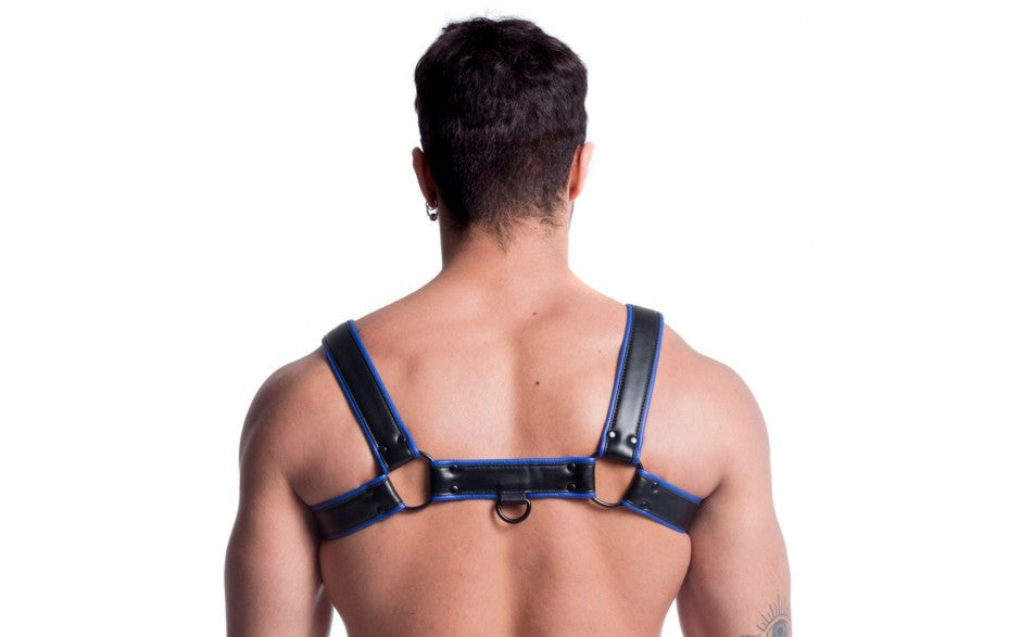 Sport Fucker Vegan Bulldog Bondage Harness Black and Blue - - Cuffs And Restraints