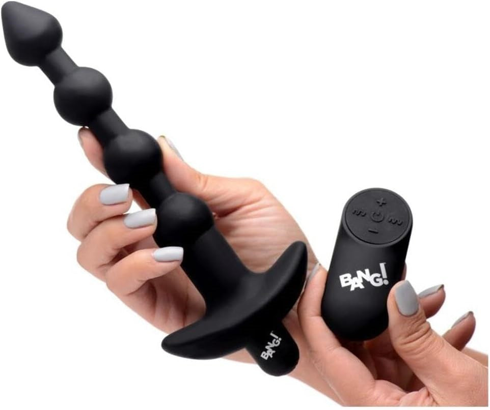 XR Brands Bang Remote Control Vibrating Anal Beads Black - - Anal Beads and Balls