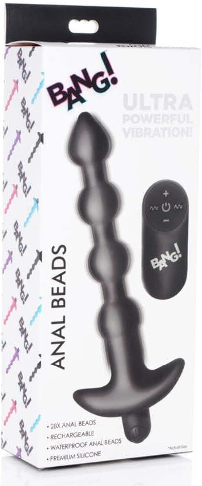 XR Brands Bang Remote Control Vibrating Anal Beads Black - - Anal Beads and Balls