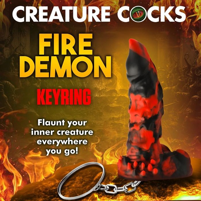 XR Brands Creature Cocks Fire Demon Fantasy Dildo Keyring - - Party Gifts and Novelties