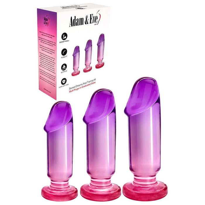 Adam & Eve SUNSET DREAMS Anal Training Kit Pink/Purple - - Butt Plugs